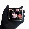 7 Days Chromed Shiny Silver Pill Organizer with Mirror Inside Has 8 Separate Compartments Rectangle 7 Days Pill Box Pill Case (Poppy and Roses) view 2