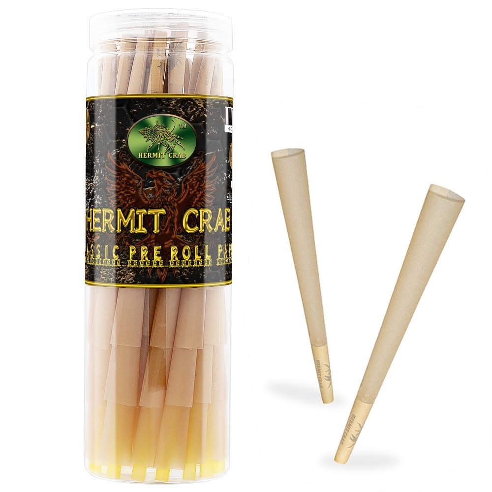 HERMIT CRAB Roll Paper, Large Size Roll cone - Organic roll paper, pre-roll cone, 110mm 50/100 count (brown, 100 pieces)