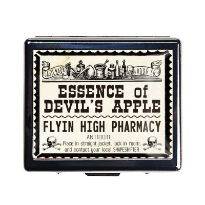 7 Days Chromed Shiny Silver Pill Organizer with Mirror Inside Has 8 Separate Compartments Rectangle 7 Days Pill Box Pill Case (Essence of Devil's Apple)