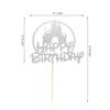 Arthsdite Castle Birthday Cake Topper, Castle Theme Birthday Party Decoration, Princess Prince Happy Birthday Cake Decoration - Silver Glitter view 2
