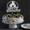 Arthsdite Castle Birthday Cake Topper, Castle Theme Birthday Party Decoration, Princess Prince Happy Birthday Cake Decoration - Silver Glitter view 3