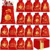 Wesnoy 50 Pcs Christmas Velvet Drawstring Bags Bulk Santa Gift Bags for Candy Wrapping Goodie with Ribbon Drawstring for Xmas Holiday Party Supplies, 6 Styles(5 x 7 Inch,Red) view 1