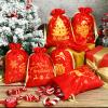 Wesnoy 50 Pcs Christmas Velvet Drawstring Bags Bulk Santa Gift Bags for Candy Wrapping Goodie with Ribbon Drawstring for Xmas Holiday Party Supplies, 6 Styles(5 x 7 Inch,Red) view 3