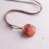 HXSCOO Raw Natural Carnelian Fluorite Stone Pendant Necklace Healing Energy Jewelry Adjustable Rope Pendant (Color : Amethyst) view 2