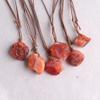 HXSCOO Raw Natural Carnelian Fluorite Stone Pendant Necklace Healing Energy Jewelry Adjustable Rope Pendant (Color : Amethyst) view 3