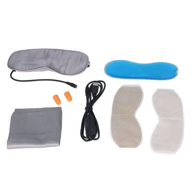 Airshi Silk Eye Pad, Silver Gray Power 10W Fatigue Relief Electric Heated Eye Patch USB for Office (Silver Gray)