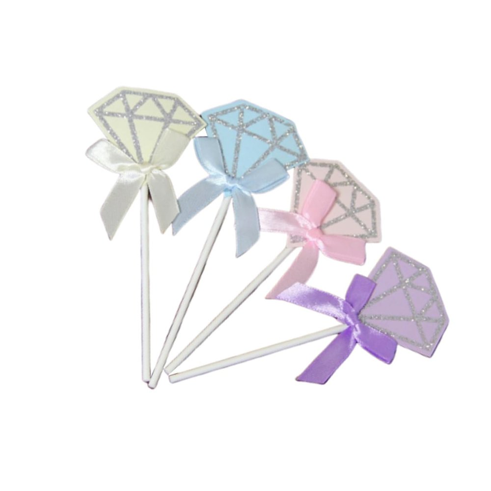 KALLORY 20pcs Glitter Star Cake Toppers Masonry Five-pointed Star Decorations for Birthday Party Flag Cupcake Decorations