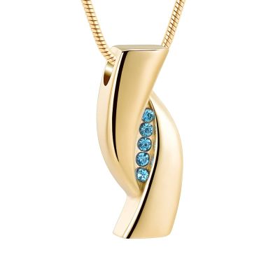 BIAIHQIE Hold Light Blue Crystal Stainless Steel Cremation Pendant For Ashes Holder Memorial Urn Necklace For Women,1