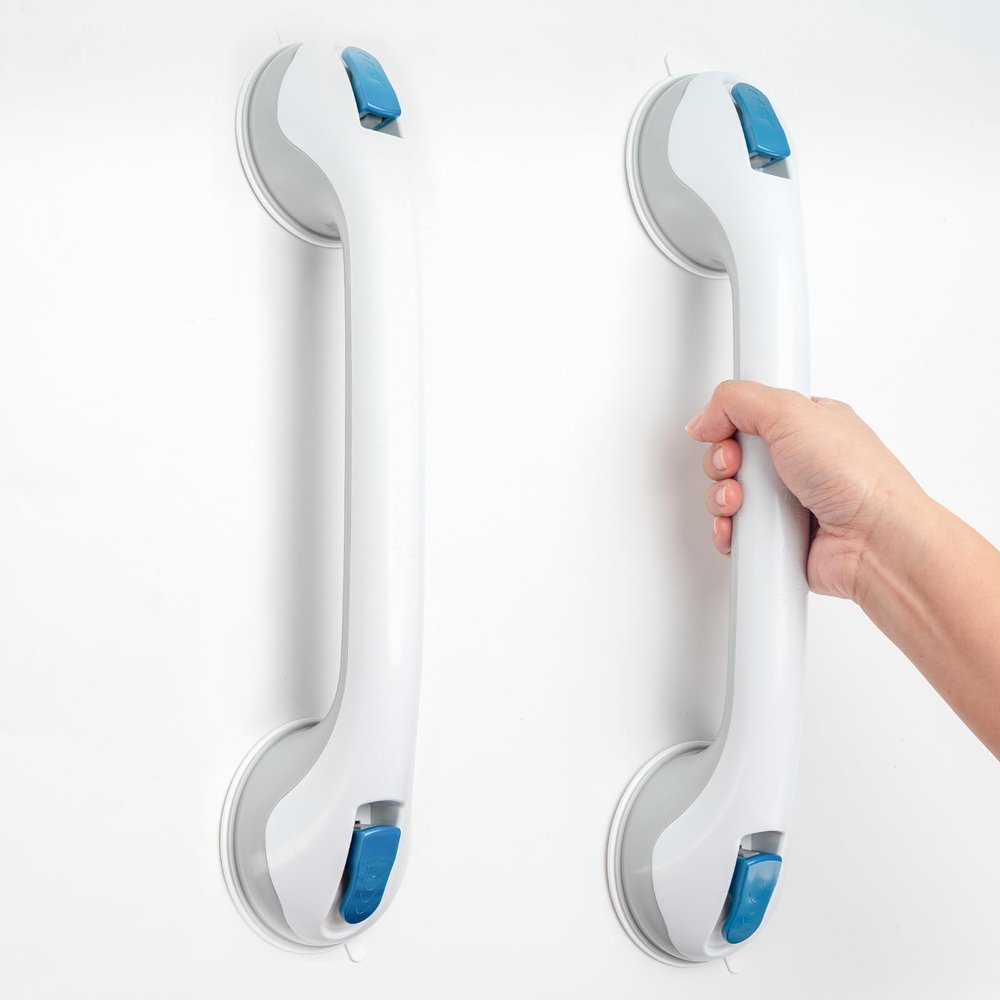 HoEase 2 Pack Suction Grab Bars for Shower and Bathtubs, Shower Grab Bars for Elderly, Heavy Duty Suction Cup Grab Bar, Shower Safety Bars Suction, Tub Grab Bar, Bathtub Handle, Handrails for Seniors