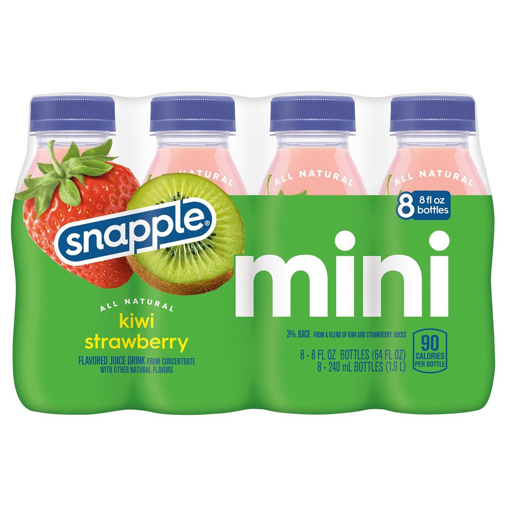 Snapple Kiwi Strawberry Juice Drink, 8 fl oz recycled plastic bottle, 8 pack