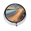 Beach Coast Print Round Pill Box 3 Compartment Medicine Pill Case Portable Pill Container for Daily Medicine Supplement Vitamin view 1