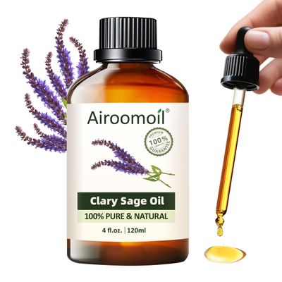 Airoomoil Clary Sage Essential Oil 4 fl oz, 100% Pure Clary Sage Oil with Herbal and Soft Floral Aroma for Diffuser Use, Aromatherapy Suitable for DIY Blends, Everyday Scent Experiences