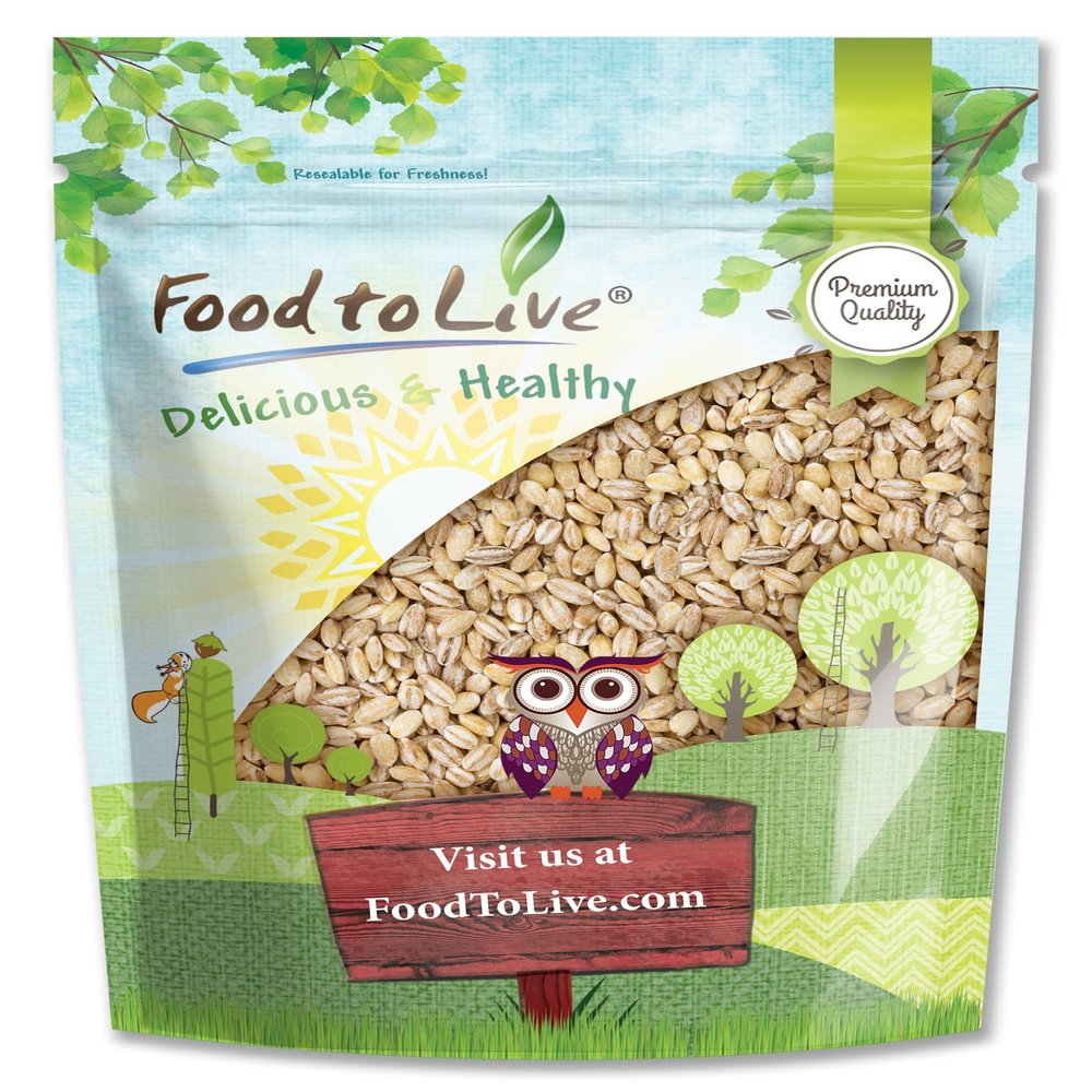 Food to Live Pearl Barley, 4 Pounds Processed Hulled Barley, Cereal Grain, Kosher, Vegan, Bulk. Cooks Faster. High in Fiber. Great for Soups, Risottos. Product of the USA