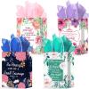 24 Pcs Religious Gift Bags Bible Gift Paper Bags with 24 Tissues Bible Verse Paper Bags with Handles Inspirational Flower Christian Gift Bags Bulk for Women Birthday Wedding Baptism Spring Party Favor view 1