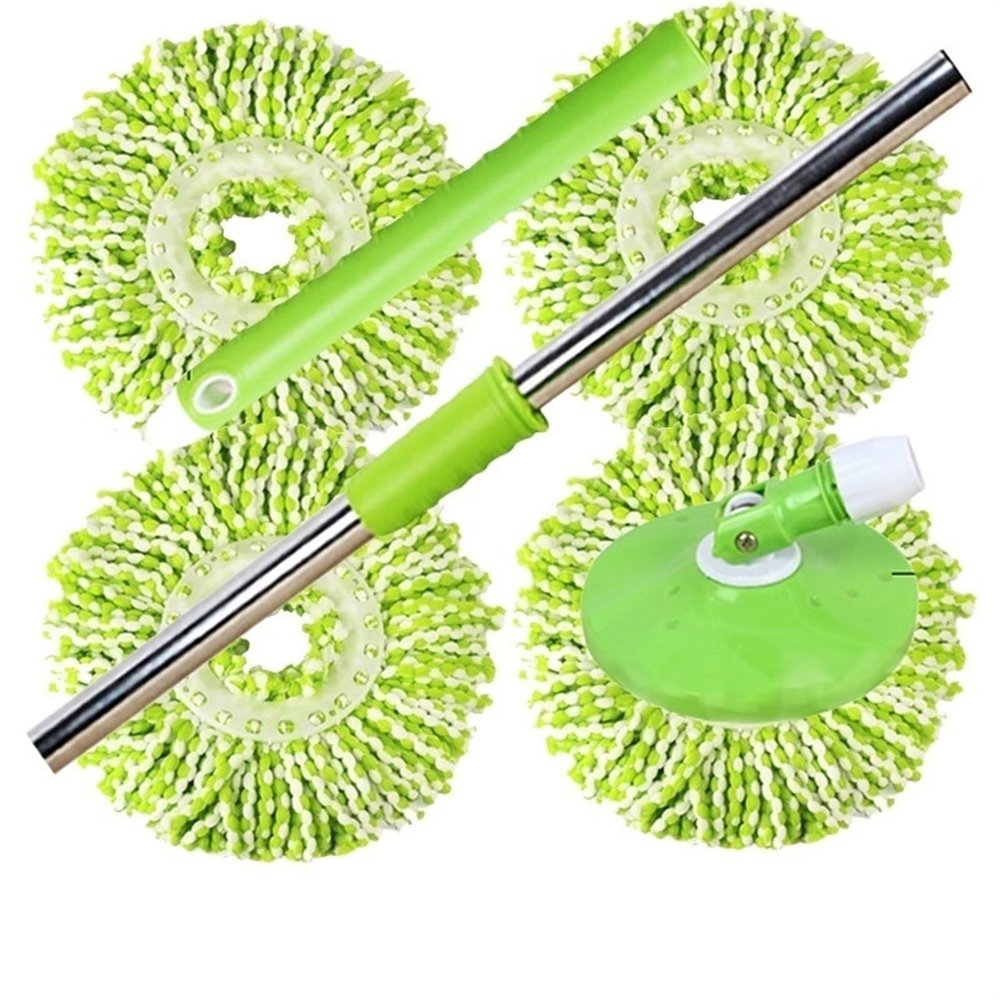 4 Pack Mop Head Spin Mop Replacement Head Round Shape Standard Size Microfiber Mop Head Refills with 360 Magic Mop Easy Cleaning (A)
