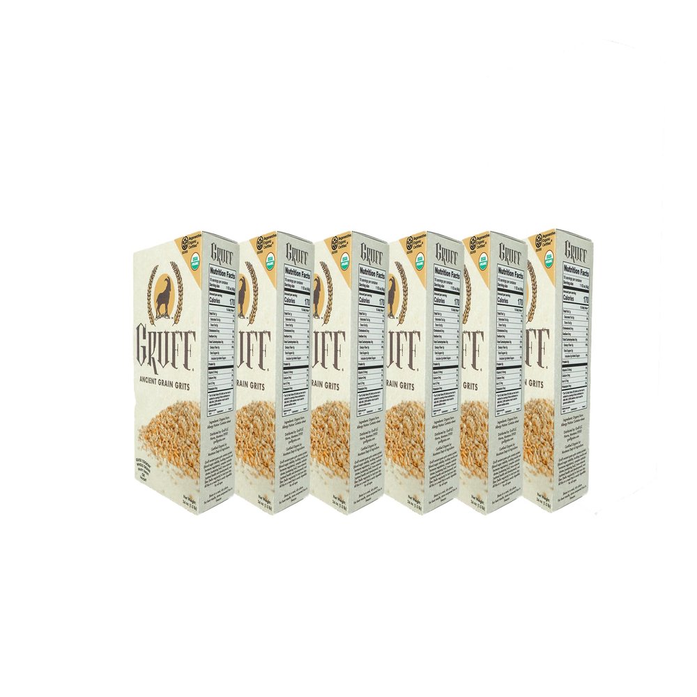 6 pack Ancient Grain Grits 24 oz box, Cracked Farro Grits, USDA Organic, Regenerative Organic Certified, Source Verified, Montana Grown, Prepare Sweet or Savory, 100% Whole Grain