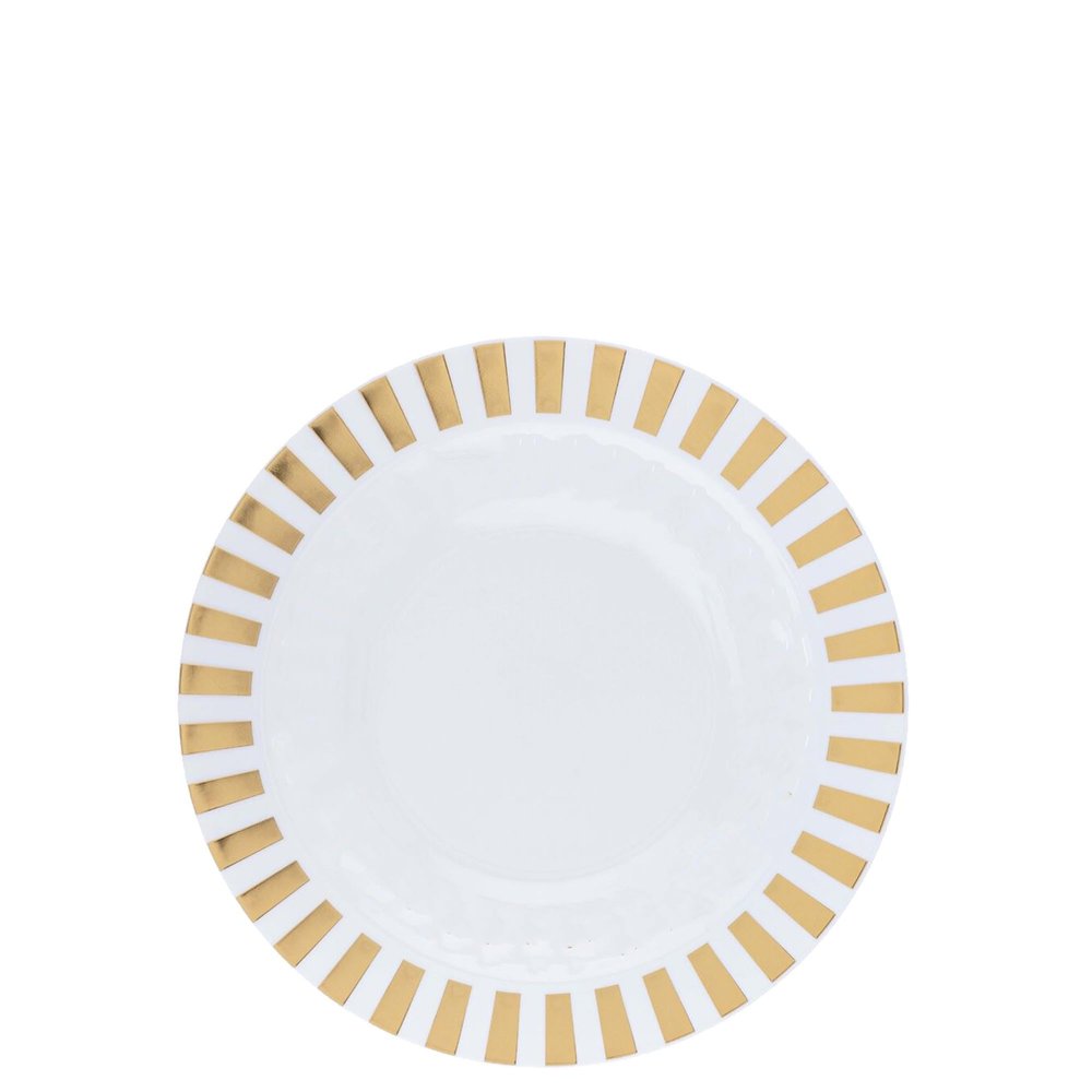 EcoQuality 10" inch Round White Plastic Plates with Gold Linear Design - Disposable China Like Party Plates, Heavy Duty Dinner Plates, Salad Plate, Dessert, Wedding, Serveware (90)