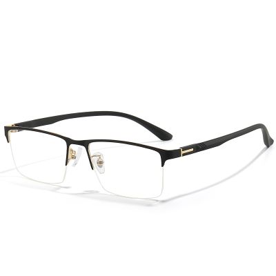 ANRRI Blue Light Glasses for Men Semi Rimless Glasses Lightweight Metal Frame Computer Gaming UV Blocking Black-Gold Eyewear
