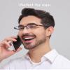 ANRRI Blue Light Glasses for Men Semi Rimless Glasses Lightweight Metal Frame Computer Gaming UV Blocking Black-Gold Eyewear view 2