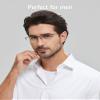 ANRRI Blue Light Glasses Mens Rectangle Semi Rimless Glasses Computer Gaming glasses for men Lightweight Titanium Black Eyewear view 3