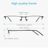 ANRRI Blue Light Glasses Mens Rectangle Semi Rimless Glasses Computer Gaming glasses for men Lightweight Titanium Black Eyewear view 4