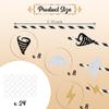 24Pcs Weather Theme Paper Straws Tornado Theme Birthday Party Decorations Baby Shower Bachelorette Party Decoration Black Gold Silver Glitter view 2