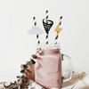 24Pcs Weather Theme Paper Straws Tornado Theme Birthday Party Decorations Baby Shower Bachelorette Party Decoration Black Gold Silver Glitter view 4