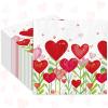 100Pcs Valentine's Day Paper Napkins Watercolor Heart Flower Luncheon Napkins 6.5 x 6.5 Inch Dinner Hand Napkin for Party Home Restaurant Kitchen Supplies view 1