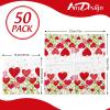 100Pcs Valentine's Day Paper Napkins Watercolor Heart Flower Luncheon Napkins 6.5 x 6.5 Inch Dinner Hand Napkin for Party Home Restaurant Kitchen Supplies view 2