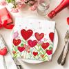 100Pcs Valentine's Day Paper Napkins Watercolor Heart Flower Luncheon Napkins 6.5 x 6.5 Inch Dinner Hand Napkin for Party Home Restaurant Kitchen Supplies view 4