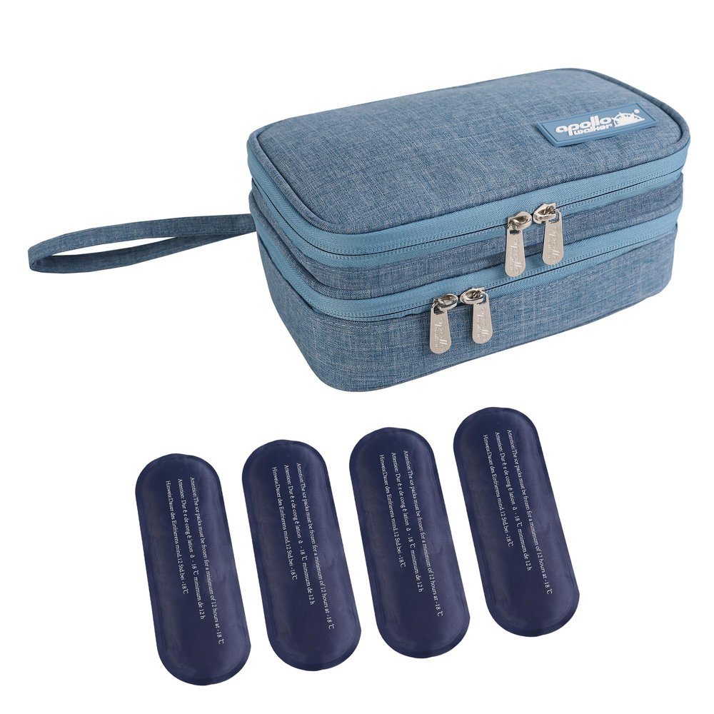 Apollo Walker Insulin Cooler Travel Case Diabetic Medication Cooler with Ice Packs and Insulation Liner TSA Approved