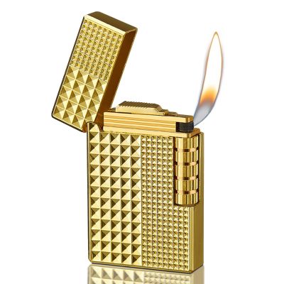 Dragon Relief Design, Side Wheel Frosted Lighter, refillable Butane, Soft Flame Lighter, flip, Outdoor, Camping, Men's GiftFree of Butane Gas (B)