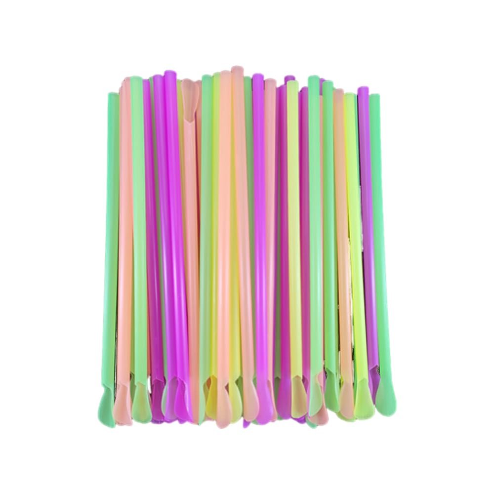 100pcs Snow Cone Straws Spoon Straws Plastic Spoon Straws Disposable Snow Cone Spoon Straws Disposable Slushie Straws With Spoon