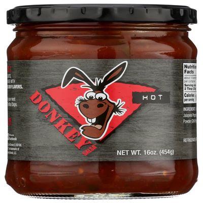 Donkey Chip Hot Salsa, Vegan, 16 Ounces (Pack Of 6)