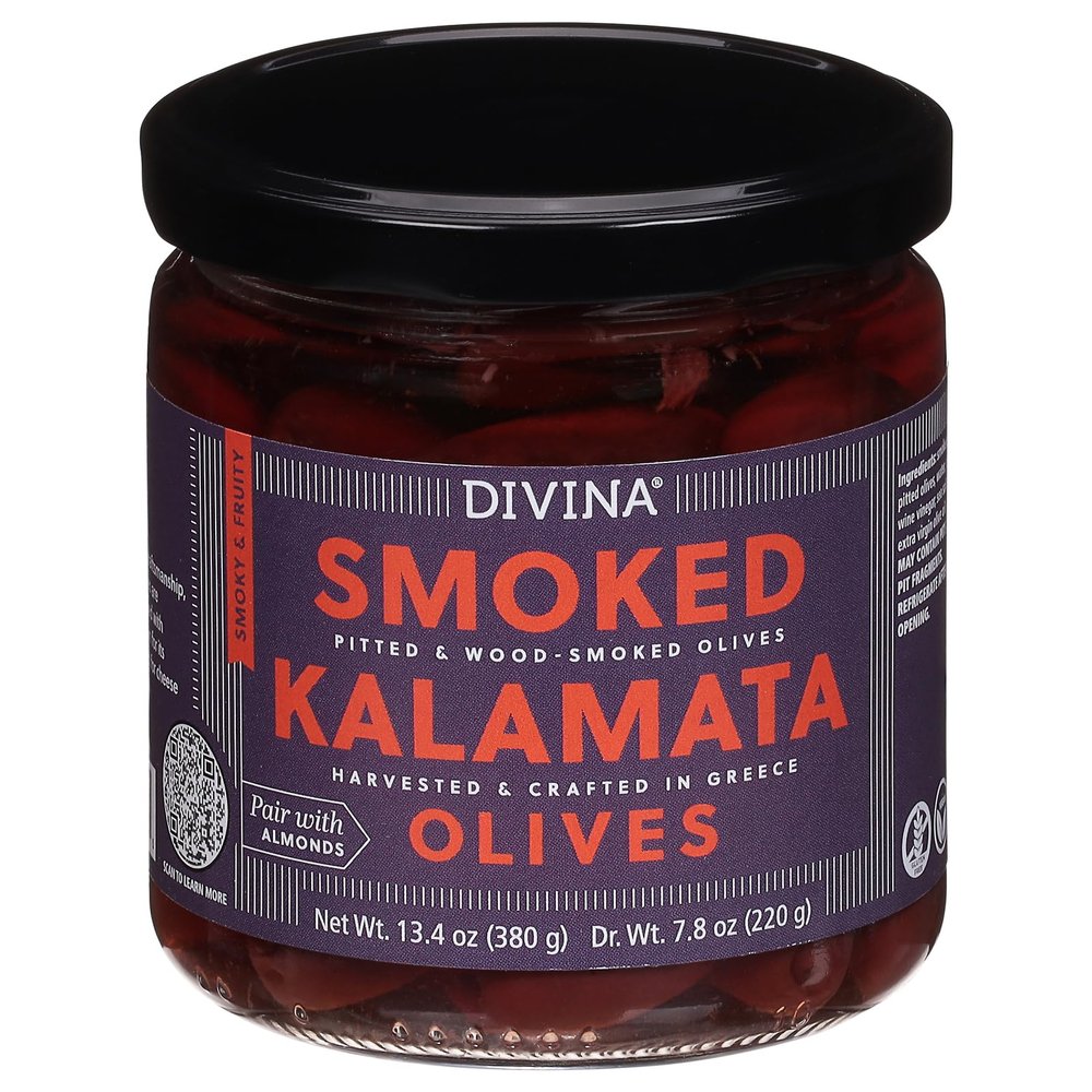 Divina Smoked Kalamata Olives, Vegan, 7.8 Ounces (Pack Of 6)