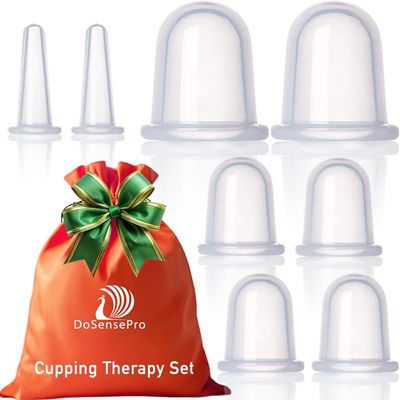 Cupping Kit for Massage Therapy - by DoSensePro 8 Silicone Massage Cups for Arthritis Relief, Pain Reduction, Anti-Aging & Cellulite Treatment - Cupping Set Massage Therapy Cups (2XL, 4L, 2M)
