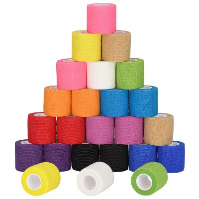 24 Pack Self Adherent Cohesive Wrap Bandages Non Woven Cohesive Bandage Elastic Self Adhesive Bandage Wrap Sports Athletic Tape First Aid Tape for Wrist Ankle Pet Vet Wrap Grip Cover 2 inch