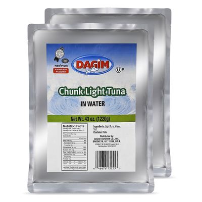 Dagim Chunk Light Tuna in Water  43 oz Tuna Fish Pouch  Kosher Certified for Passover, Pack of 2