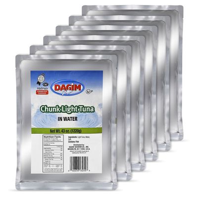 Dagim Chunk Light Tuna in Water  43 oz Tuna Fish Pouch  Kosher Certified for Passover, Pack of 6