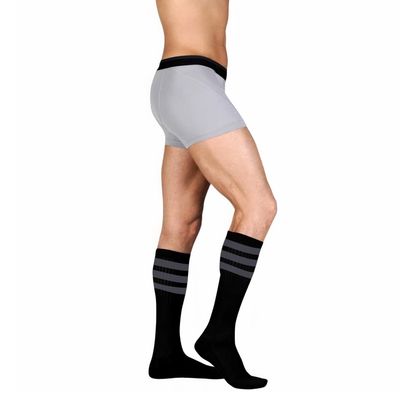 Juzo Power Comfort 20-30 mmHg Compression Stockings, Ribbed Texture, Knee High, Closed Toe | Compression Socks for Tired, Aching Legs, Moderate Varicosities | Retro Black, Large