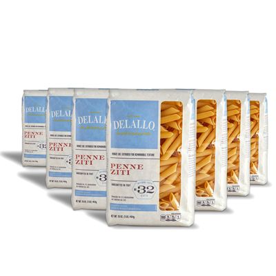 DeLallo Penne Ziti Pasta, Made in Italy, Bronze Cut, Made with Only 100% Durum Wheat Semolina Flour, Kosher, Vegan, All Natural, Non-GMO, 1 Pound Bag, (7 Pack)