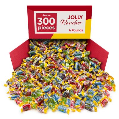 Jolly RanchersAssorted Fruit Flavored Hard Candy - 4 Pounds Of Approx 300 Hard Candy Individually Wrapped -Bulk Jolly RanchersMix - Christmas Hard Candy Jolly RancherFruit Candy in Bulk - Fruit Flavored Candy - Hard Candy Assortment Fruit Candy