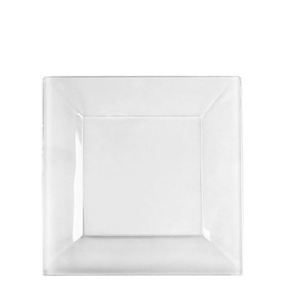 EcoQuality 8" inch Clear Square Plastic Plates - Disposable China Like Party Plates, Heavy Duty Salad Plates, Dessert Plate, Dinners, Dessert, Wedding, Serveware, Catering (110)