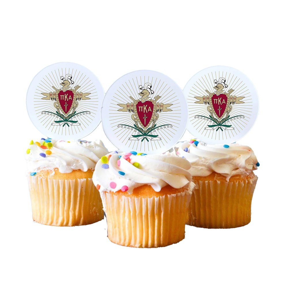 Pi Kappa Alpha Cupcake Toppers, Officially Licensed PIKE Fraternity Cupcake Picks, Solid Plastic (Coat of Arms, 25)
