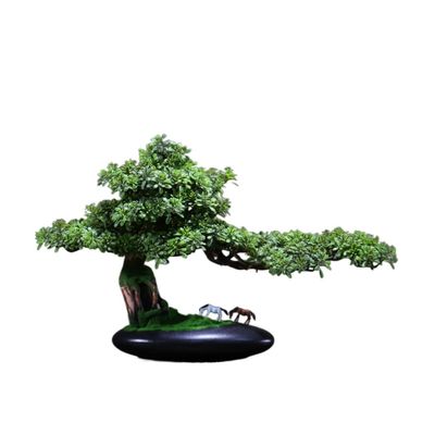 Artificial Bonsai Bonsai Realistic Fake Plant Decoration Artificial Juniper Bonsai Tree with Pony Figurine 19 Inch -20 Inch Tall with Pot for Decoration, Desktop Display, Zen Garden Decor for Home Off