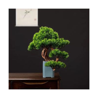Artificial Bonsai Small Artificial Bonsai Tree Desk Decor Fake Plants Bonsai Tree Faux Japanese Pine Bonsai with Ceramic Pot Artificial Living Room Decoration Accessories for Home Office (Color : A)