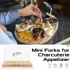 Appetizer Forks Mini, Disposable Mini Fork for Appetizers, Two Prongs Fancy Toothpicks for appetizers Fruits, Charcuterie Forks, Small Tiny Bamboo Wooden Cocktail Picks Forks 3.5 Inch. (150 PCS) view 4