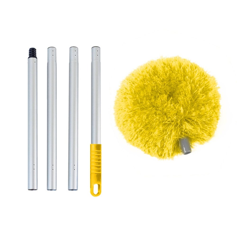 53 Inches Extendable Duster for High Ceilings, Washable Microfiber Duster with Extension Pole, Telescoping Bendable Feather Duster for Furniture Blinds, High Ceiling Fan, Cars Yellow