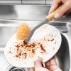 2 Pack Dish Brushes with Bamboo Handle, Kitchen Dish Scrubber Built-in Scraper, Scrub Brush for Pans, Pots, Counter & Kitchen Sink Cleaning, Dishwashing and Cleaning, Perfect Cleaning Tools, Gray view 3