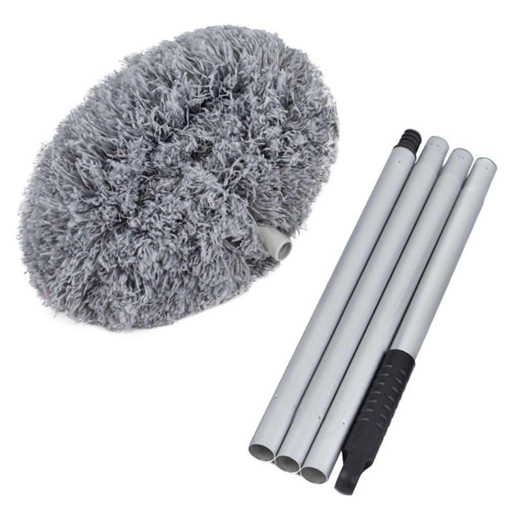 53 Inches Extendable Duster for High Ceilings, Washable Microfiber Duster with Extension Pole, Telescoping Bendable Feather Duster for Furniture Blinds, High Ceiling Fan, Cars Grey
